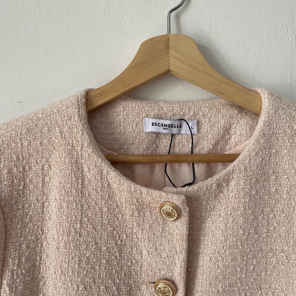 ESCANDELLE pink tweed blazer - Picture 3 of 5